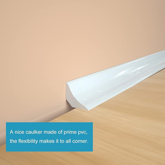 Flexible Trim Caulk Strip, 3/4 Inch Peel and Stick Trim for Molding, Floor, Tile Edge, Countertop, Backsplash, Ceiling, Wall Corner, Baseboard(10FT White)