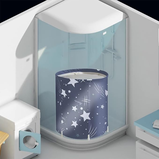 ptlsy Portable Bathtub, Japanese Soaking Bath Tub for Shower Stall, Foldable Bathtub with Thermal Foam, Freestanding, Folding & Soaking Spa Bath Tub with Pillow for Small Spaces (Blue Sky)
