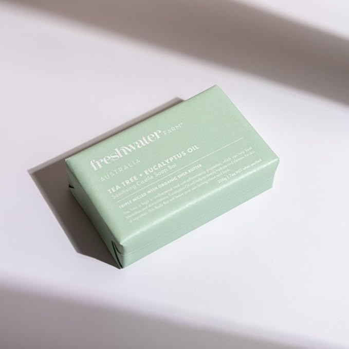 Freshwater Farm Australia Natural Soap Bar- Tea Tree + Eucalyptus Oil| 7oz x 8 Pack.Castile Bar Soap, Soap Bar, Natural Bar Soap, Body Soap Bars With Essential Oil For Sensitive Skin