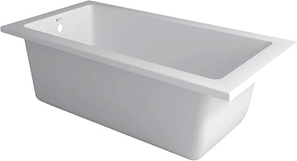 Fine Fixtures Drop In White Soaking Bathtub, Fiberglass Acrylic Material, 66"L x 32"W x 19"H