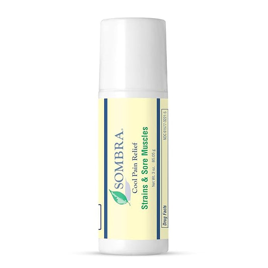 Sombra Cool Pain Relief Gel Cold Pain Relief for Swelling, Growing Pains, Soreness, Post-Workout, Vegan Formula Free of Artificial Fragrances, Dyes, NSAID, Wax, Petroleum, Alcohol - 3oz Roll-On