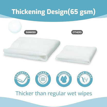 SUNKISS Trustplus Wet Wipes for Adult No Rinse, Extra Large 8”x12” Body Cleaning Washcloths for Elderly Incontinence & Cleansing, Fresh Scented, 50 Count
