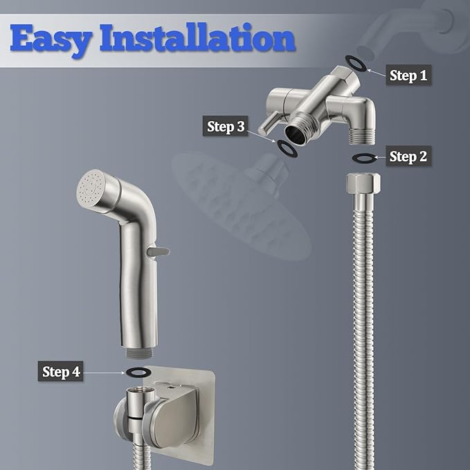 Dog Shower Attachment Metal, YDmeet Pet Shower Attachment for Fast and Clean Pet Bathing and Dog Washing, Brass Shower diverter, Adjustable Pet Shower Sprayer, 8 ft Hose and Shower Holder, Brushed