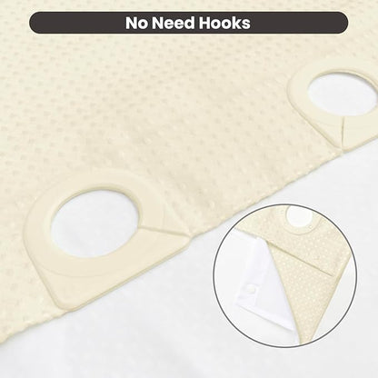 Inhousolu No Hook Waffle Weave Shower Curtain with Removable Snap in Fabric Liner Set for Bathroom, 230 GSM Heavy Duty Weighted Hem, Water Repellent Washable Bath Curtains, 72 x 78 Inch, Ivory