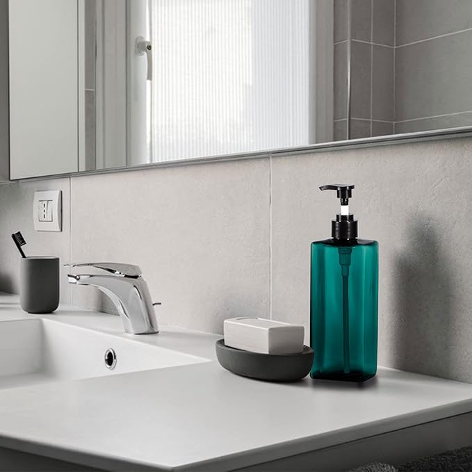 Shampoo and Conditioner Bottles Yebeauty 3pcs 17oz 500ML Shower Pump Bottles Lotion Soap Dispenser Liquid Container Plastic Soap Dispenser for Shampoo Kitchen,Bathroom Body Wash, Sea Green