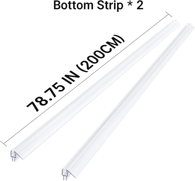AmazerBath Shower Door Bottom Seal 39 inch (Set of 2) - Suitable for 1/4 Inch Glass, Frameless Glass Seal Strip Shower Door Sweep