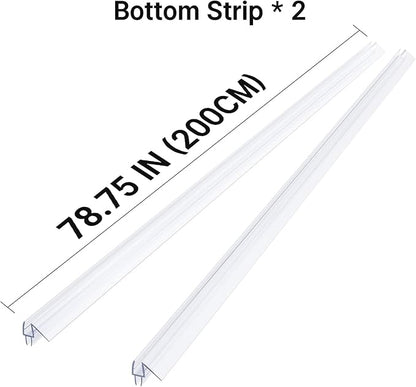 AmazerBath Shower Door Bottom Seal 39 inch (Set of 2) - Suitable for 1/4 Inch Glass, Frameless Glass Seal Strip Shower Door Sweep