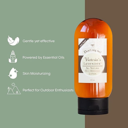 Victoria's Lavender All Natural Moisturizing Body Lotion with Essential Oils - Body Lotion for Skin Protection - Outdoor & Leisure Activities - Backpackers, Campers, Hikers - Made in USA - 4 oz