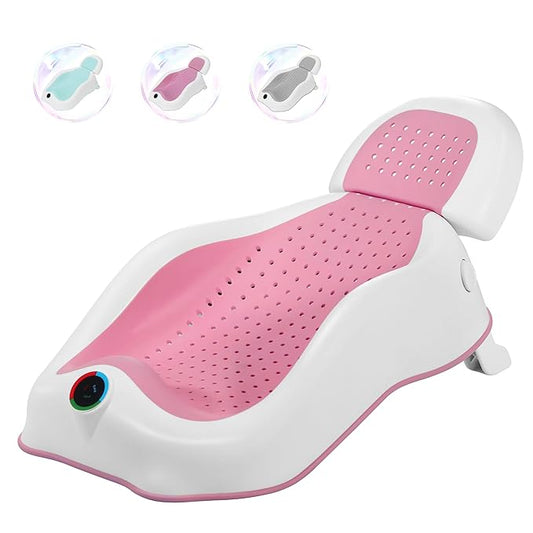 Baby Bath Support Newborn Bathtub with Thermometer,Foldable Baby Tubs for Newborns Baby Bathtub,Sink Baby Bath Tub for Newborn Tub Infant Bathtub Baby Bather,Baby Tub Baby Bath Essential (Pink White)