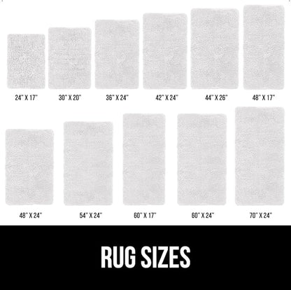 GORILLA GRIP Bath Rug Mat 44x26, Thick Soft Absorbent Chenille, Quick Dry Microfiber Mats, Rubber Backing Washable Shower Floor Rugs, Bathmat Runner, US Designed Bathroom Home Decor Accessories White