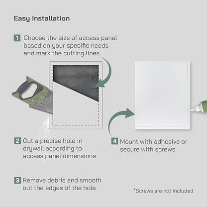 Vent Systems 16'' x 20'' Inch White Stainless Steel Access Panel - Easy Access Doors - Access Panel for Drywall, Wall, Electrical and Plumbing Service Door