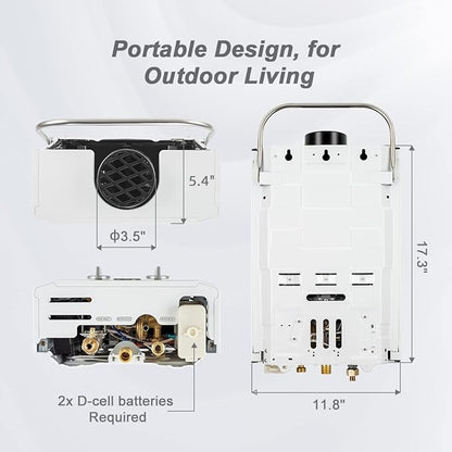 GASLAND 6L 1.58GPM Portable Propane Tankless Water Heater with Pump and 1/2" Twist-On Pipe Strainer