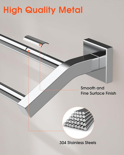 Alise Double Bath Towel Bars Towel Racks for Bathroom Lavatory,Wall Mount Towel Holder Heavy Duty SUS304 Stainless Steel Towel Hanger Towel Rail,Polished Chrome,28 Inch