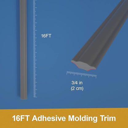 Flexible Trim Caulk Strip, Peel and Stick Trim for Molding, Tile Edge, Ceiling, Wall Corner, Baseboard, Floor(Gray)