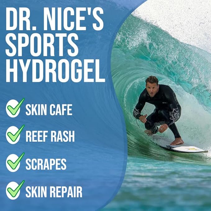 Dr. Nice's Sports Hydrogel - for Surfers | for Protective Barrier for Skin Chafe, Reef Rash & Scrapes | Gel Provides Cooling Sensation and Calms Skin Irritation