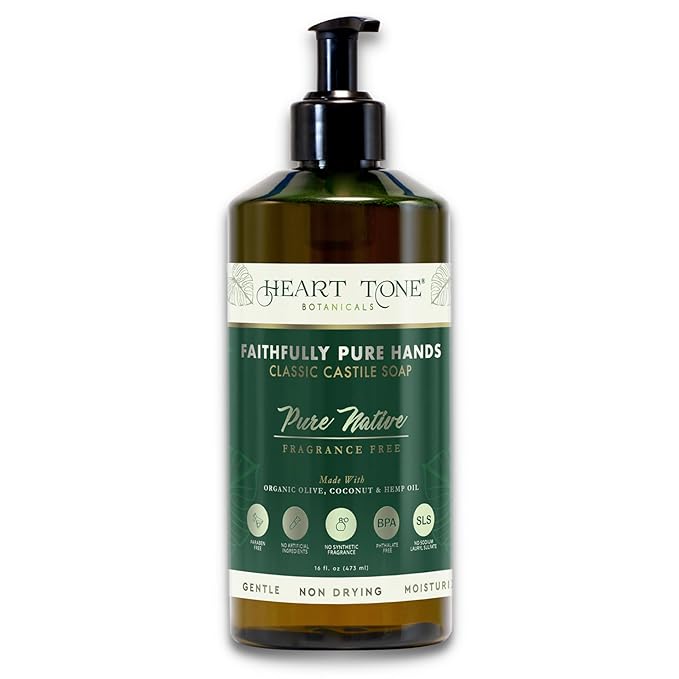 Liquid Castile Soap | Organic Olive and Coconut Oils | Non Drying Formula For All Skin Types | Naturally Fragranced Essential Oils (Fragrance Free)