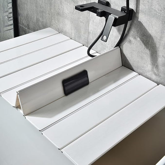 Adjustable Foldable Dust-Proof Bathtub Cover White,Waterproof Shutter Bathtub Tray & Laptop Desk 2 in 1 Fits Most Tubs,Modern Bath Tub Racks for Home (92x185CM(36.2"x72.8"), 0.47in Thick)