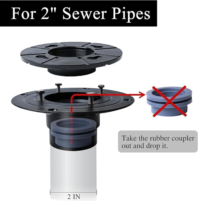 4 Inch Square Shower Drain, SUS 304 Stainless Steel Shower Drain with Flange, Removable Grid Cover Hair Strainer, High Flow Shower Floor Drain, Gun Grey