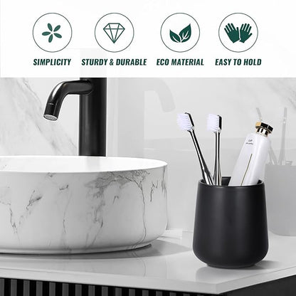 BosilunLife Bathroom Toothbrush Holder - Ceramic Toothbrush Cup Holder 13Oz White Toothbrush Holder for Bathroom Toothbrush and Toothpaste Holder for Bathroom Vanity Countertop, Ideal for Home, Hotel