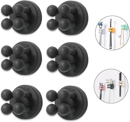 Silicone Toothbrush Holders for Bathrooms - 6 Pcs Black Wall Mounted Shower Razor Holder