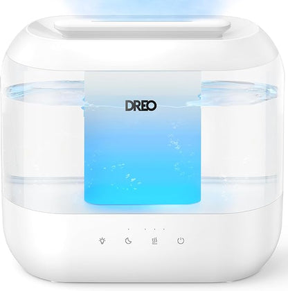 Dreo Humidifiers for Bedroom, 4L Top Fill for Large Room, 36H Runtime, 28 dB Quiet Supersized Cool Mist Air Humidifier for Baby Nursery, Plants, Indoor, Night Light, Easy to Clean & Fill, White