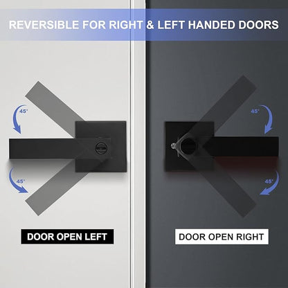 Privacy Door Levers, 6 Pack Matte Black Door Handles, Bed and Bath Door Locksets Heavy Duty Keyless Interior Handles, Reversible for Left Right Handed Doors
