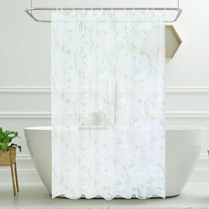 PEVA Shower Curtain, 72 x 72 Water Repellent Premium Bathroom Shower Curtain with 3 Magnetic Weights for Shower Stall, Bathtubs (Flower-1)
