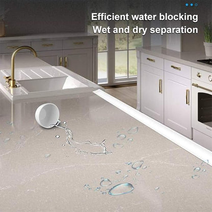 78 inch Shower Threshold Water Dam Barrier Water Stopper, Glass Shower Door Bottom Seal Strip, Silicone Rubber Kitchen Sink Splash Guard for Countertop, Bathtub, Bathroom（White）