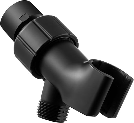 OFFO Shower Head Holder with Solid Metal Ball for Handheld Shower Head, Adjustable Shower Arm Mount for Connecting Shower Arm and Shower Hose, 1/2 in IPS Female Inlet and Male Outlet, Matte Black
