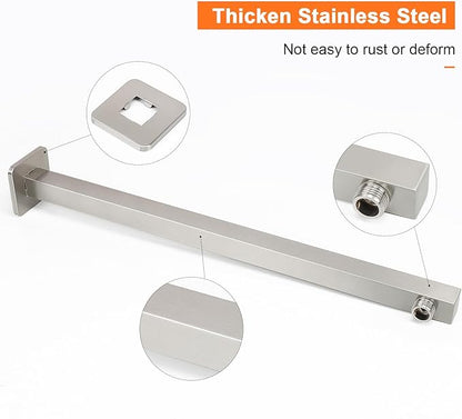 HarJue Shower Arm, Rain Shower Head Extension Extender, With Flange and Teflon Tape, Made of Thicken Stainless Steel for Bathroom Rainfall Shower (20 Inch, Brushed Nickel)
