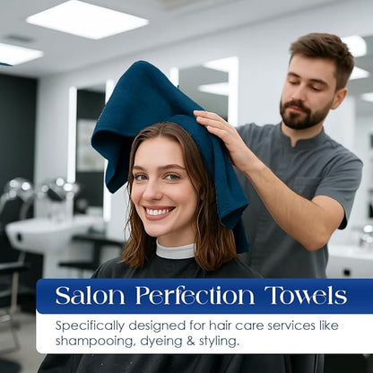 DAN RIVER 100% Cotton Salon Towels Set – 16x26 inches, Pack of 24, Highly Absorbent and Quick-Dry Towels for Hand, Salon, Spa, Beauty, Gyms and Home Hair Care, Navy