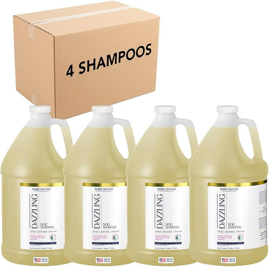 Bobbi Panter Dog Shampoo and Conditioner - Made in USA - All Natural 2-in-1 Formula for Detangles & Reduces Shedding - Concentrated 10:1 for Professional Groomers - Pear Scent, 1 Gallon (Case of 4)