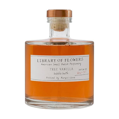 Library of Flowers True Vanilla Bubble Bath, 17 fl. oz., Bergamot, Dark Vanilla & Amber, Skin Hydrating & Deep Moisturizing, Avocado Oil & Green Tea, Relaxing Scented Bubbling Bath Soap