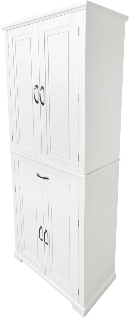 Favfurish 72" Tall Bathroom Storage Cabinet with Doors and Drawer,Modern Linen Cabinets w/Adjustable Shelves & Door Storage Rack,Freestanding Organizer for Bath Room,Study,Office,Kitchen White