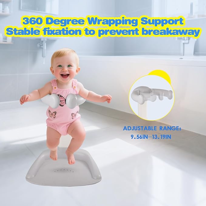 FAHKNS Baby Shower Stand Adjustable 9 Level Position Bath Shower Standing Support, Anti-Slip Toddler Shower Standing Support for Infants 8-36 Months