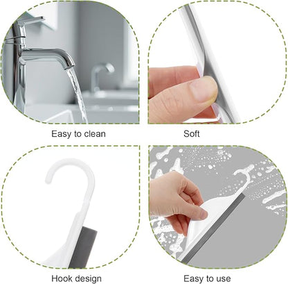 Tiny Bathroom Mirror Shower Squeegee with Hanging Hook, Silicone Kitchen Countertop Small Squeegee, Handy Water Blade Mini Squeegees, Wiper Scraper Cleaner Tool for Cleaning Window Glass Sink Counter