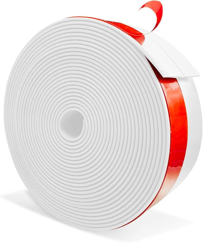 Wide Silicone Weather Stripping, 2 inch (W) x 20 Ft (L) Door Draft Stopper, Silicone Seal Strip for Doors Windows and Shower Glass Gap, White