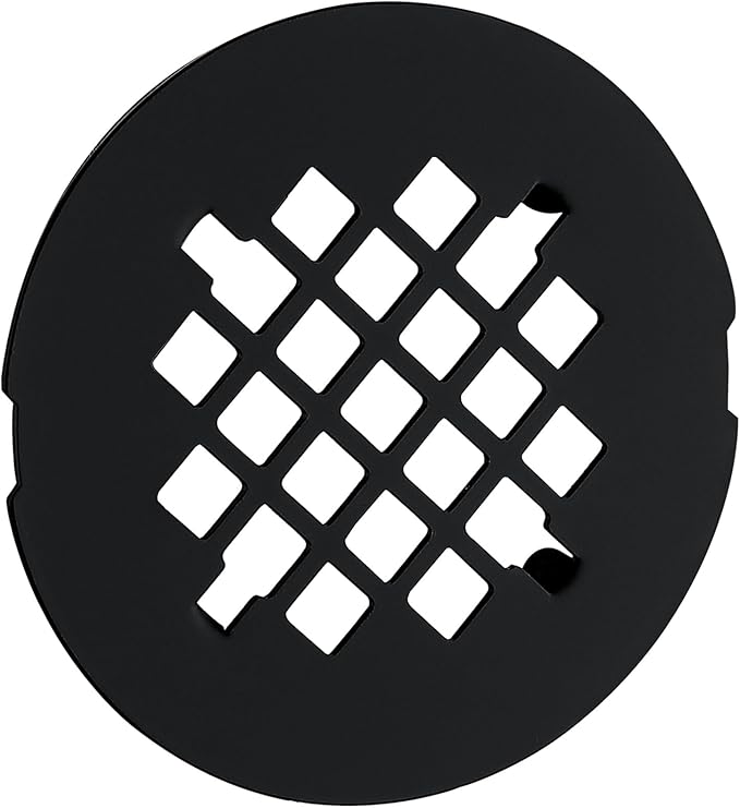 4-1/4 inches Snap-On Round Shower Drain Cover, Stainless Steel (Matte Black)