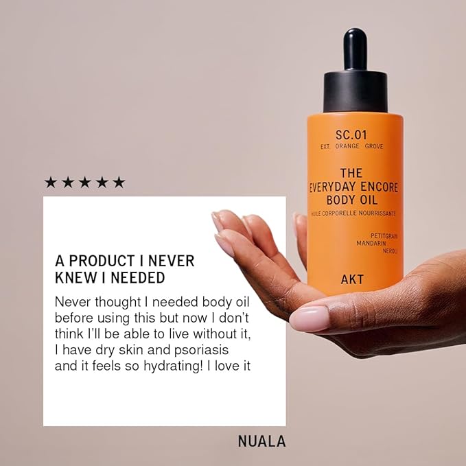 AKT Everyday Encore Body Oil 3.4 Fl Oz, SC.01 Orange Grove Scent, Dry Body Oil After Shower, Skin Moisturizer, Fast Absorbing, Lasting Glow, Citrus Neroli Fragrance, Non-Greasy, All Genders Skincare
