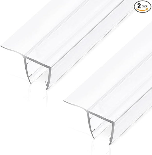 Shower Glass Door Side Seal, 2PCS 78 Inch Ultra Clear PVC Seal Strip with Long Sweep for 3/8"(10mm) Thick Framless Glass Door, to Stop Water Leakage