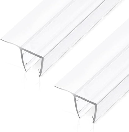 Shower Glass Door Side Seal, 2PCS 78 Inch Ultra Clear PVC Seal Strip with Long Sweep for 1/4"(6mm) Thick Framless Glass Door, to Stop Water Leakage