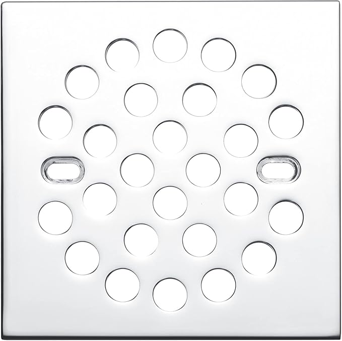 RRAJJ Square Improve 4-1/4 Inch(108mm*108mm) Screw-in Shower Floor Drain Grate Strainer (Chrome)