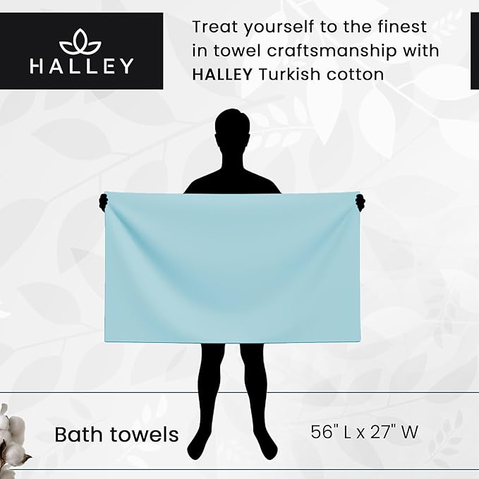 HALLEY Turkish Cotton Towels (Pack of 4) Bath Towels Super Soft Highly Absorbent 100% Cotton Towels for Bathroom and Kitchen for Mother’s Day (White)