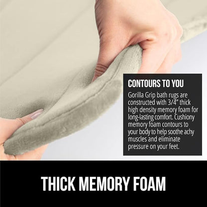 GORILLA GRIP Memory Foam Bath Mat, Soft Absorbent US Designed Bathroom Rug, Gripping Dots Machine Washable Bathmat, Cushioned Floor Mats, Shower Sink Rugs Room Décor Accessories, 30x20 Champagne