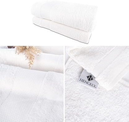 Hencely Bath Sheet Set of 2 - (35x64 Inches) - Luxury Extra Large Oversized Towels, 100% Cotton - Quick Dry, Highly Absorbent, Super Soft - Ideal for Spa, Hotel, Bathroom - (Bath Sheets 2 Pack, White)