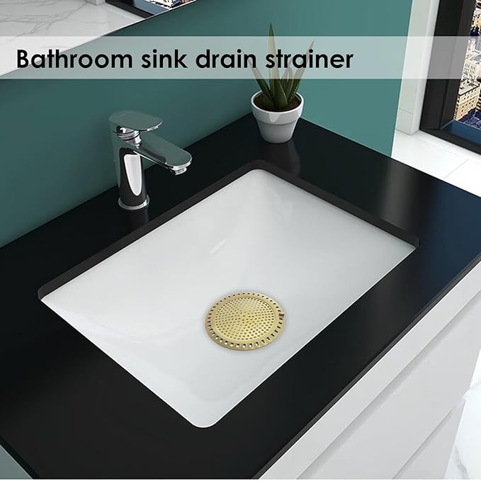 Hair Drain Catcher, Shower Drain Hair Catcher, Shower Drain Strainer, Bathtub Drain Cover, Tub Drain Hair Catcher, Bathroom Sink Strainer, Bathroom Drain Protector, Flat, Round, Gold