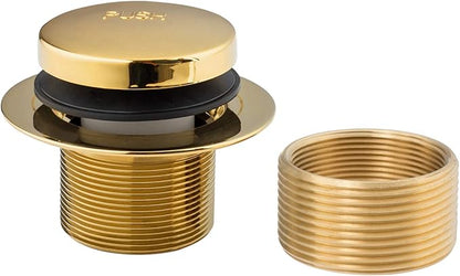 Artiwell Tip-Toe Bathtub Drains Trim Set with Two-Hole Overflow Faceplate, Replacement Bath Drain Trim Kit with 2-Hole Overflow Faceplate and Universal Fine/Coarse Thread (POLISHED BRASS)