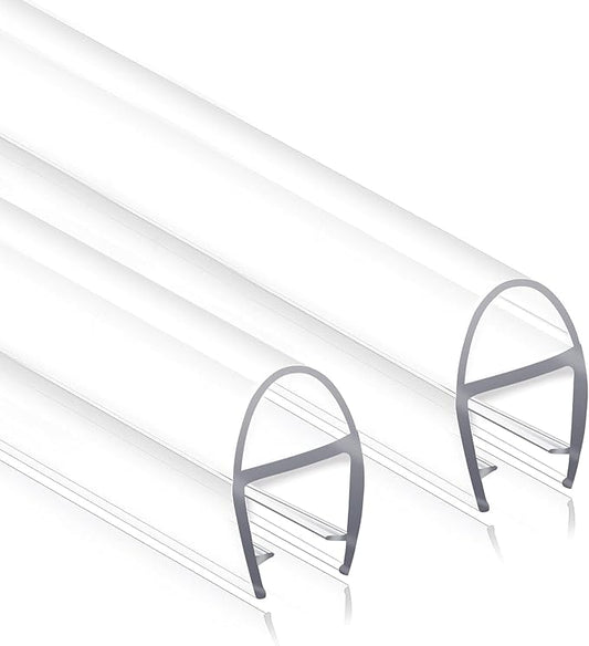 Shower Door Seal Strip, 2 Pack*78" L U-Shape Shower Door Side Seal Bottom Seal Door Sweep for 5/16" (8mm) Thick Glass, Ultra-Clear Polycarbonate Strip Water Barrier