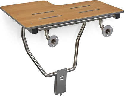 Seachrome 26" x 22.5” Teak Reversible Folding Transfer Tub/Shower Seat, ADA Compliant
