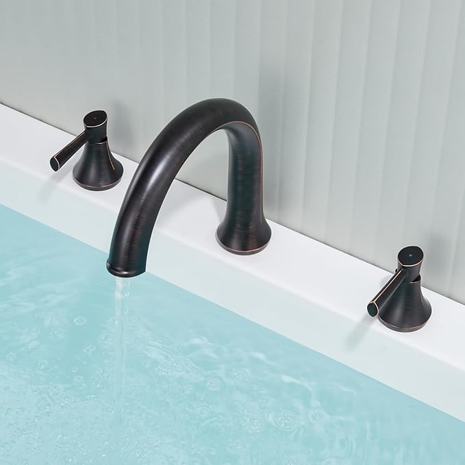 Roman Tub Faucet Deck Mount Tub Filler 2 Handles Oil Rubbed Bronze Bathtub Faucet Brass Bathroom Faucet